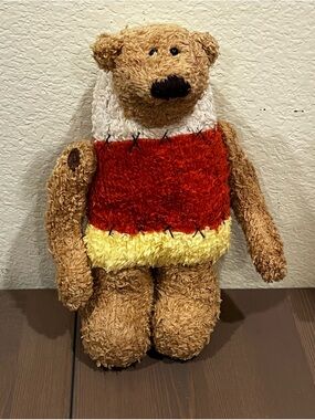 Halloween Candy Corn Bear 11" Plush Jointed Fuzzy Stuffed Animal 90s Vintage